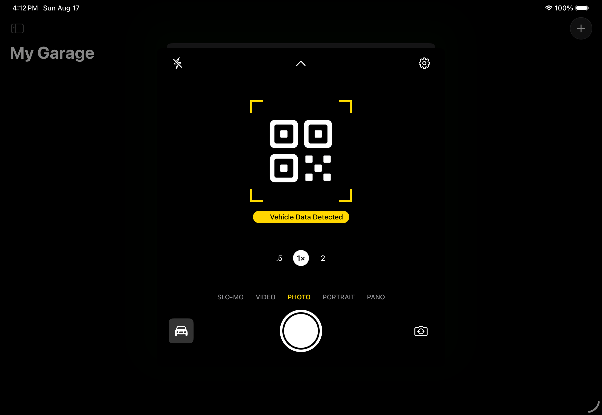 QR scan view as rendered on iPad Pro 11-inch in landscape.