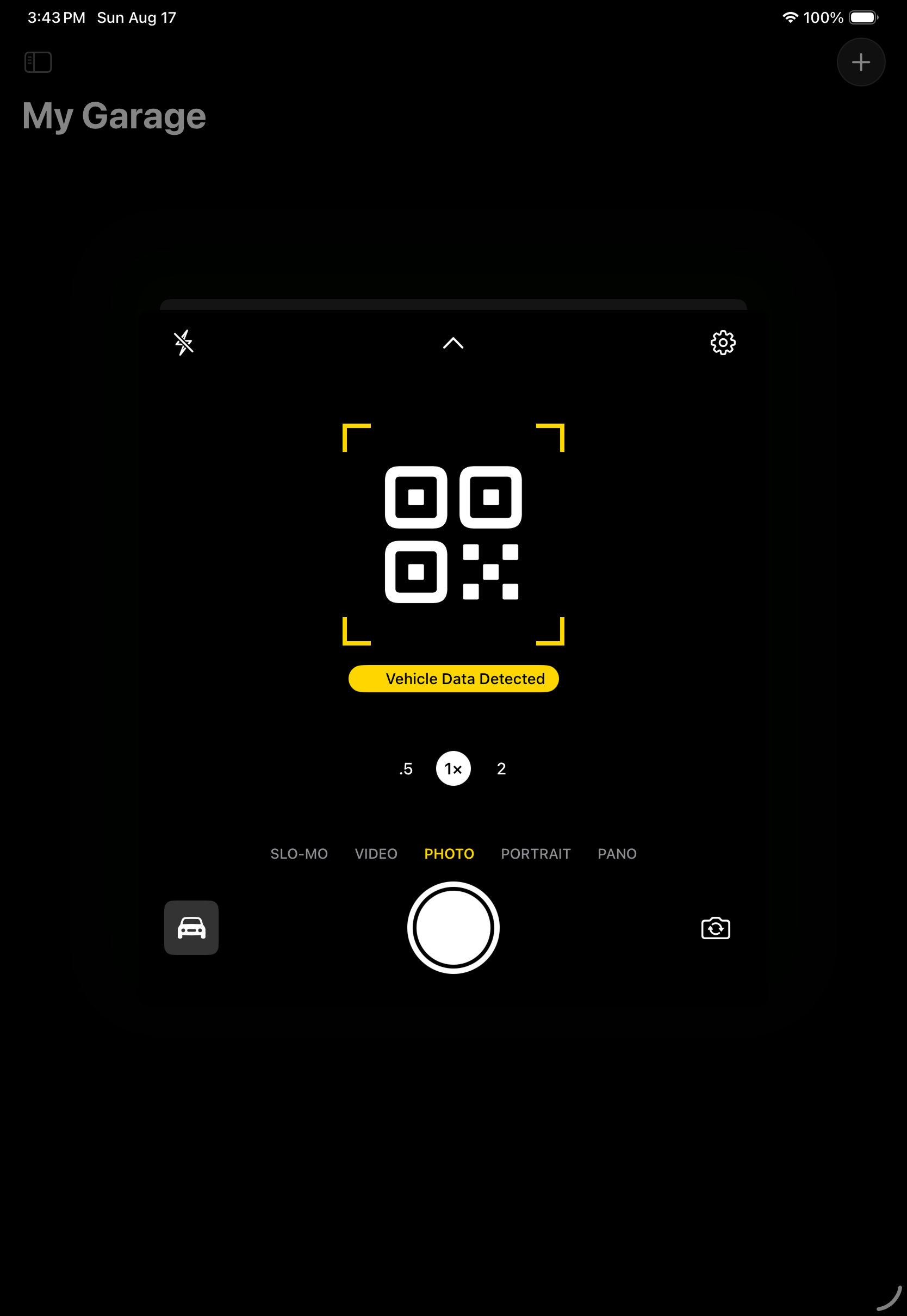 QR scan view as rendered on iPad Pro 11-inch in portrait.